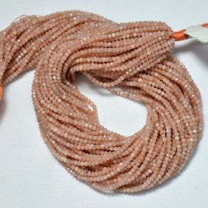 Shop Moonstone Necklaces! Natural Peach Moonstone Faceted Rondelle Beads Strand,Natural Moonstone Bead Peach Color Moonstone Necklace Bead 2mm 12.5inch Long Strand | Natural genuine Moonstone necklaces. Buy crystal jewelry, handmade handcrafted artisan jewelry for women.  Unique handmade gift ideas. #jewelry #beadednecklaces #beadedjewelry #gift #shopping #handmadejewelry #fashion #style #product #necklaces #affiliate #ad
