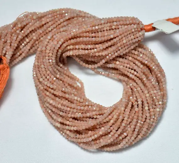 Natural Peach Moonstone Faceted Rondelle Beads Strand,natural Moonstone Bead Peach Color Moonstone Necklace Bead 2.5mm 12.5inch Long Strand