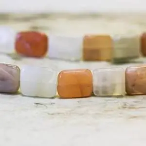 Shop Moonstone Bead Shapes! M/ Multi Moonstone 12x14mm Flat Rectangle Beads 15.5" strand Natural Mixed Peach, Gray, White Color Moonstone, For Jewelry Making | Natural genuine other-shape Moonstone beads for beading and jewelry making.  #jewelry #beads #beadedjewelry #diyjewelry #jewelrymaking #beadstore #beading #affiliate #ad