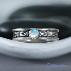 Shop Moonstone Rings! Mens Moonstone Ring, Sterling Silver Mens Engagement Ring, Forget Me Not Engagement Promise Ring | Moonkist Designs | Natural genuine Moonstone rings, simple unique alternative gemstone engagement rings. #rings #jewelry #bridal #wedding #jewelryaccessories #engagementrings #weddingideas #affiliate #ad