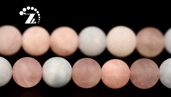 Morganite Matte Round Beads,candy Color Morganite,rainbow,gemstone,natural,diy,jewelry Making,6mm 8mm 10mm 12mm For Choice,15" Full Strand