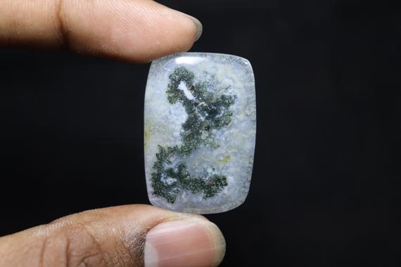 Z Character Moss Agate Cabochon, Stone For The People Whose Name Starts With Letter Z, Moss Agate, Moss Agate Cabochon, Green Moss Agate