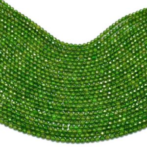 Shop Diopside Faceted Beads! Natural AAA+ Chrome Diopside 2.5mm-3mm Micro Faceted Rondelle Beads, Green Chrome Diopside Semi Precious Gemstone Loose Beads, 13inch Strand | Natural genuine faceted Diopside beads for beading and jewelry making.  #jewelry #beads #beadedjewelry #diyjewelry #jewelrymaking #beadstore #beading #affiliate #ad