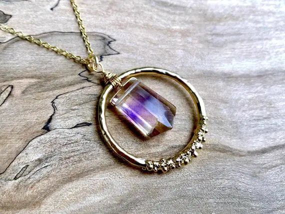 Natural Ametrine Crystal Necklace Real Ametrine Necklace For Women Raw Ametrine Jewelry Genuine Ametrine Pendant Ametrine Ring Necklace