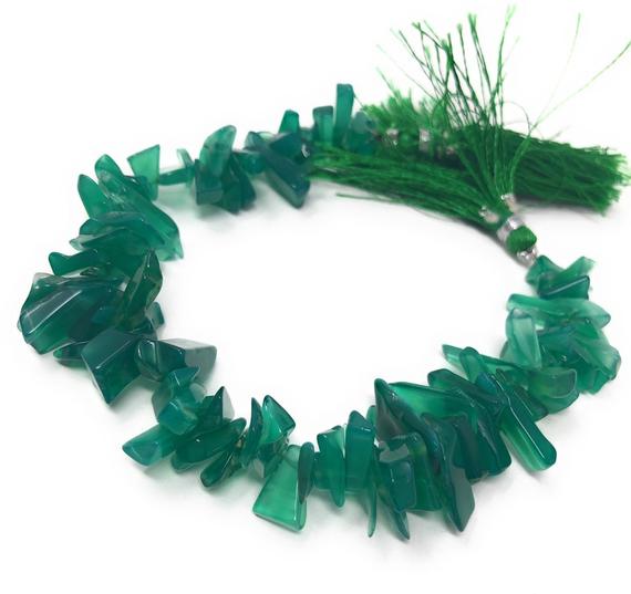 Natural Green Onyx Beads - Rough Polished , Gemstone Beads, Wholesale Beads, Bulk Beads, Jewelry Making For Jewelry Supplies, 8" Strand