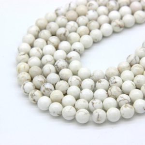 Shop Magnesite Beads! Natural Ivory White Howlite Magnesite Beads 6mm 8mm 10mm White Howlite with Matrix Beads Mala Bead Cream Gemstones White Turquoise Beads | Natural genuine round Magnesite beads for beading and jewelry making.  #jewelry #beads #beadedjewelry #diyjewelry #jewelrymaking #beadstore #beading #affiliate #ad