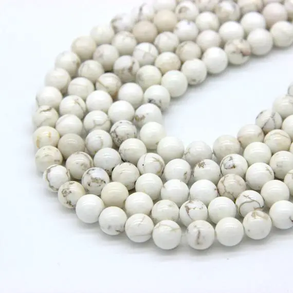 Natural Ivory White Howlite Magnesite Beads 6mm 8mm 10mm White Howlite With Matrix Beads Mala Bead Cream Gemstones White Turquoise Beads