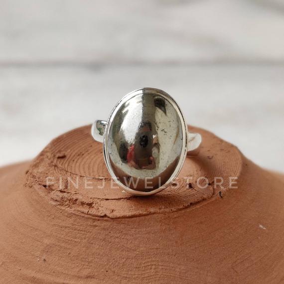 Natural Pyrite Ring, Bold Sterling Silver Statement Ring, Alternative Engagement Ring, 100% Handmade, Native American Style, 925 Silver Ring