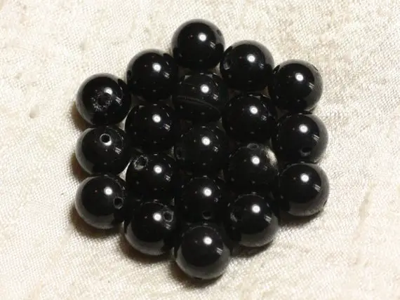 4pc - Perles De Pierre - Obsidienne Noire Et Fumée Boules 12mm   4558550039002