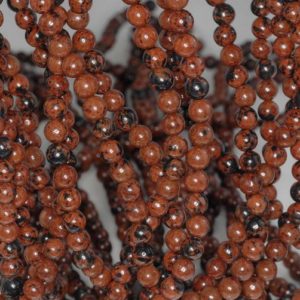 Shop Obsidian Beads! 4mm Mahagony Obsidian Gemstone Round Loose Beads 15.5 inch Full Strand (90184130-356) | Natural genuine beads Obsidian beads for beading and jewelry making.  #jewelry #beads #beadedjewelry #diyjewelry #jewelrymaking #beadstore #beading #affiliate #ad