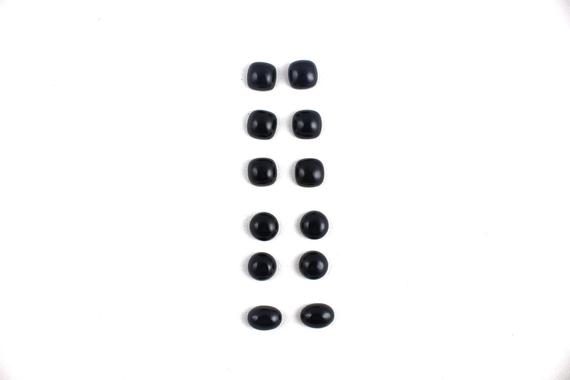 Aaa Quality 6 Pair Black Onyx Cabochons,flat Back Cabs,black Cabochons,cabs,round/square/oval Onyx Cabs,smooth Cabochon,black Onyx Cabochon