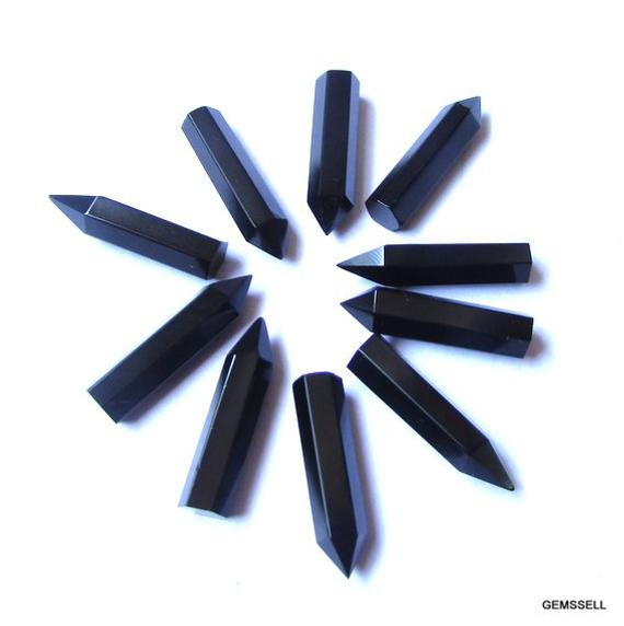 5x20mm Black Onyx Pencil Faceted Aaa Quality Gemstone, Black Onyx Faceted Pencil Loose Gemstone, Black Onyx Pencil Gemstone