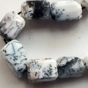 Shop Opal Chip & Nugget Beads! 11-14mm Dendrite Opal, Dendrite Faceted Step Cut Tumbles, White & Black Gemstone Beads, Dendrite Nuggets For Jewelry (5IN To 10IN Options) | Natural genuine chip Opal beads for beading and jewelry making.  #jewelry #beads #beadedjewelry #diyjewelry #jewelrymaking #beadstore #beading #affiliate #ad