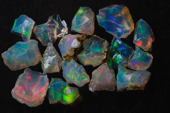 High Quality Small Raw Ethiopian Opal Chips, Raw Crystals, Welo Opal,  Natural Opal, Rough Opal Chips, Bulk Raw Gemstones, Eopal57