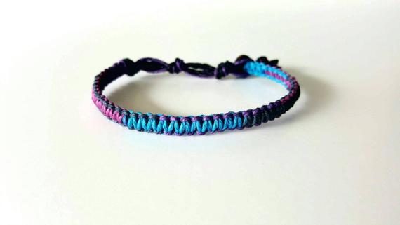 Passion Multi-color Hemp Bracelet, Purple, Blue, Tie-die, Hemp Anklet, Indie Hemp Works, Hemp Jewelry, Aromatherapy, Natural, Bug Repellent