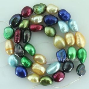 Shop Pearl Chip & Nugget Beads! 8-9mm  Full Strand Baroque Pearl Beads,Multicolour Baroque Nugget Freshwater Pearl Beads,Loose Pearl Beads For  jewelry -14 inches -LN005-34 | Natural genuine chip Pearl beads for beading and jewelry making.  #jewelry #beads #beadedjewelry #diyjewelry #jewelrymaking #beadstore #beading #affiliate #ad
