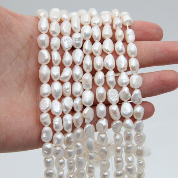 8~9mm Freshwater Pearl Beads,white Pearl,nugget Fresh Water Pearl,loose Natural Pearl Beads,luster Pearl,wedding Pearl Beads,pearl Jewelry.