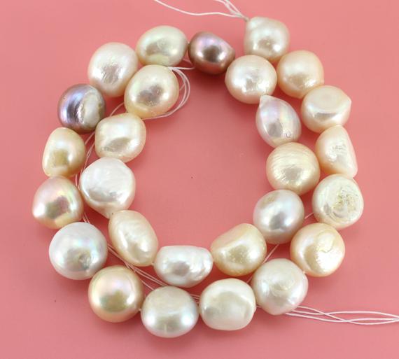 Aa  Good Quality 13-15mm  Nugget Pearl Beads,baroque Pearl Strand,genuine Freshwater Pearl Beads,loose Pearl For Diy Jewelry Making-np10