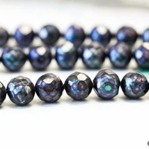 Shop Pearl Faceted Beads! M/ Freshwater Pearl 7-8mm/ 8-9mm Faceted Potato 16" strand Nice Luster Dyed Blue black color Faceted pearl for jewelry making | Natural genuine faceted Pearl beads for beading and jewelry making.  #jewelry #beads #beadedjewelry #diyjewelry #jewelrymaking #beadstore #beading #affiliate #ad
