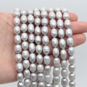 Shop Pearl Bead Shapes! 8~9MM Rice Pearl,Egg Pearls Beads,Gray Pearl,Freshwater Pearl,Seed Loose Pearl,Pearl Strand,Wedding Pearl,Wholesale Pearl Beads Jewelry. | Natural genuine other-shape Pearl beads for beading and jewelry making.  #jewelry #beads #beadedjewelry #diyjewelry #jewelrymaking #beadstore #beading #affiliate #ad