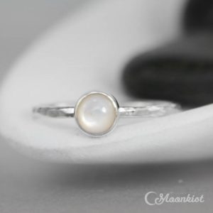Dainty Pearl Ring, Sterling Silver Pearl Stacking Ring, Simple Pearl Ring, White Pearl Ring | Moonkist Designs | Natural genuine Gemstone rings, simple unique handcrafted gemstone rings. #rings #jewelry #shopping #gift #handmade #fashion #style #affiliate #ad