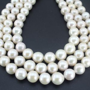 Shop Pearl Round Beads! AA+ 12-13MM High luster Genuine FreshWater Baroque Pearl beads, Natural White Round Edison Pearl Beads ,Loose Beads for Wedding jewelry-NP14 | Natural genuine round Pearl beads for beading and jewelry making.  #jewelry #beads #beadedjewelry #diyjewelry #jewelrymaking #beadstore #beading #affiliate #ad