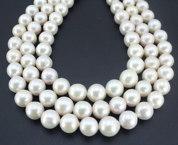Aa+ 12-13mm High Luster Genuine Freshwater Baroque Pearl Beads, Natural White Round Edison Pearl Beads ,loose Beads For Wedding Jewelry-np14