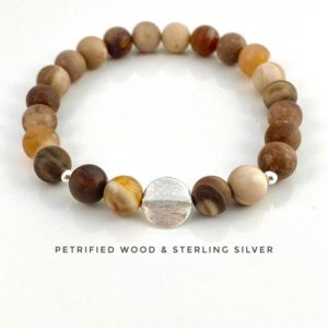 Shop Petrified Wood Jewelry! Petrified Wood Bracelet, Wooden Bracelet, Matte Finish, 925 Sterling Silver | Natural genuine Petrified Wood jewelry. Buy crystal jewelry, handmade handcrafted artisan jewelry for women.  Unique handmade gift ideas. #jewelry #beadedjewelry #beadedjewelry #gift #shopping #handmadejewelry #fashion #style #product #jewelry #affiliate #ad