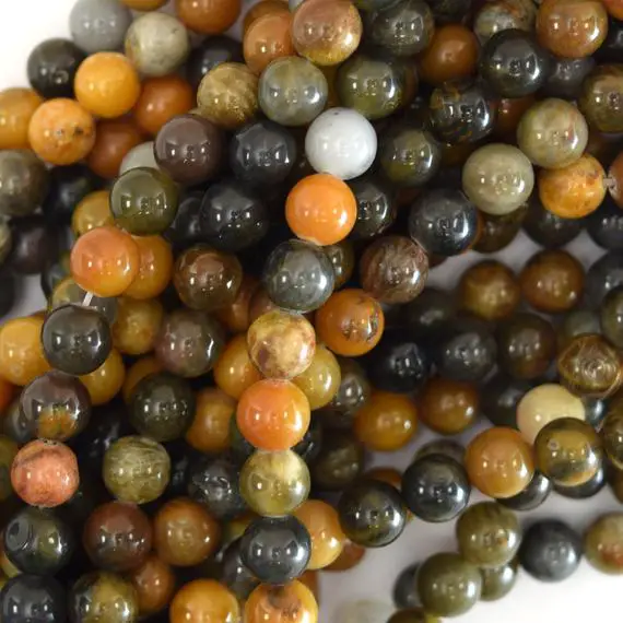 Natural Petrified Wood Agate Round Beads Gemstone 15" Strand 10mm 12mm S4