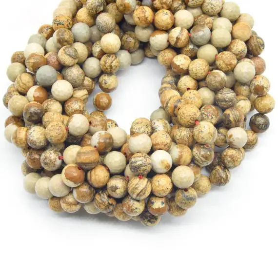 Picture Jasper Beads | Faceted Picture Jasper Round Beads | 6mm 8mm 10mm Available