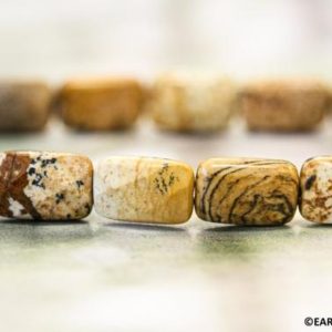 Shop Picture Jasper Bead Shapes! M/ Picture Jasper 8x12mm Cushion Cut beads 16" strand Genuine Earthy Brown Color gemstone beads For jewelry making | Natural genuine other-shape Picture Jasper beads for beading and jewelry making.  #jewelry #beads #beadedjewelry #diyjewelry #jewelrymaking #beadstore #beading #affiliate #ad