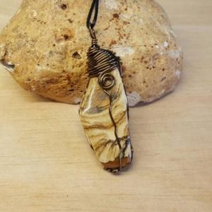 Shop Picture Jasper Pendants! Mens Brown picture jasper pendant. Reiki jewelry uk. Unisex Wire wrapped Necklaces for men women. Empowered crystals | Natural genuine Picture Jasper pendants. Buy handcrafted artisan men's jewelry, gifts for men.  Unique handmade mens fashion accessories. #jewelry #beadedpendants #beadedjewelry #shopping #gift #handmadejewelry #pendants #affiliate #ad