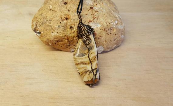 Mens Brown Picture Jasper Pendant. Reiki Jewelry Uk. Unisex Wire Wrapped Necklaces For Men Women. Empowered Crystals