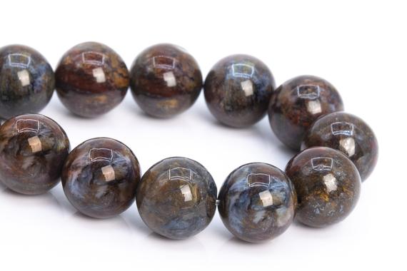 12-13mm Blue Brown Pietersite Beads Grade A+ Genuine Natural Gemstone Half Strand Round Loose Beads 7.5" (112654h-3541)