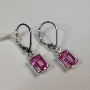 BEAUTIFUL 2ctw Emerald Cut Pink Sapphire Sterling Silver Drop Dangle Earrings Lever Jewelry Trend Jewelry and Gemstones Pink Gemstone Gift | Natural genuine Pink Sapphire earrings. Buy crystal jewelry, handmade handcrafted artisan jewelry for women.  Unique handmade gift ideas. #jewelry #beadedearrings #beadedjewelry #gift #shopping #handmadejewelry #fashion #style #product #earrings #affiliate #ad