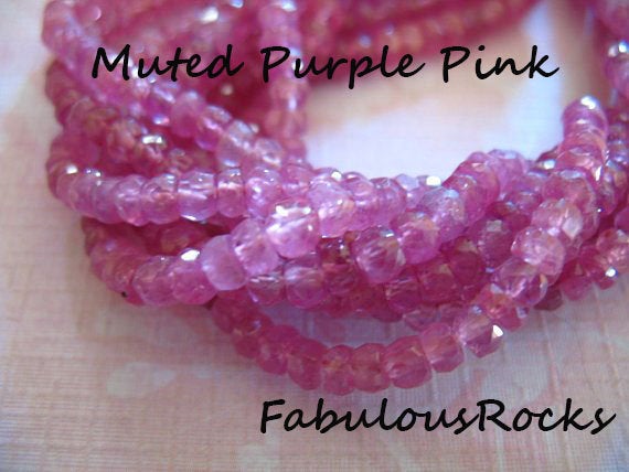10-100 Pcs / Pink Sapphire Rondelles Gemstone Bead, Luxe Aaa / 4-4.5 Mm, Muted Purple Pink, September Birthstone Gemw Tr S