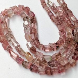 Shop Pink Tourmaline Chip & Nugget Beads! 4.5-8mm Rare Pink Tourmaline Rough Crystal Beads, Natural Pink Tourmaline Raw Crystal Tumble, Tourmaline Designer For Jewelry (3.5IN TO 7IN) | Natural genuine chip Pink Tourmaline beads for beading and jewelry making.  #jewelry #beads #beadedjewelry #diyjewelry #jewelrymaking #beadstore #beading #affiliate #ad
