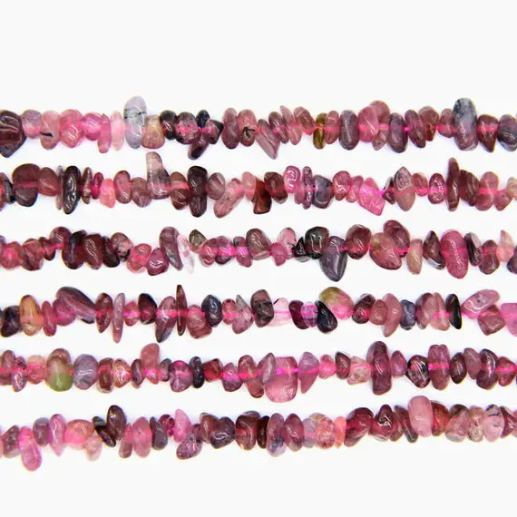 Pink Tourmaline Chips Natural Tiny Tourmaline Chip Beads Pink Semi Precious Stone Chips Full Strand Gemstone Nugget Jewelry Making Supplies