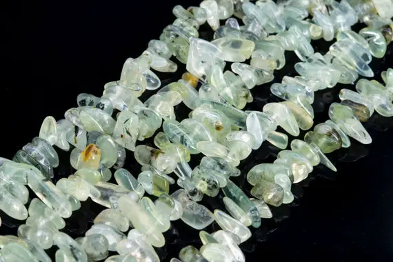 Genuine Natural Prehnite Loose Beads Light Green Grade Aa Stick Pebble Chip Shape 12-24x3-5mm
