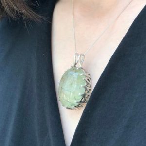 Shop Prehnite Jewelry! Large Prehnite Pendant, Natural Prehnite, Celtic Silver Pendant, Statement Pendant, Chunky Pendant, Heavy Pendant, Solid Silver Pendant | Natural genuine Prehnite jewelry. Buy crystal jewelry, handmade handcrafted artisan jewelry for women.  Unique handmade gift ideas. #jewelry #beadedjewelry #beadedjewelry #gift #shopping #handmadejewelry #fashion #style #product #jewelry #affiliate #ad