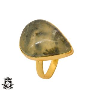 Shop Prehnite Rings! Size 10.5 – Size 12 Prehnite Ring Meditation Ring 24K Gold Ring GPR800 | Natural genuine Prehnite rings, simple unique handcrafted gemstone rings. #rings #jewelry #shopping #gift #handmade #fashion #style #affiliate #ad