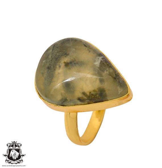 Prehnite Ring Meditation Ring 24k Gold Ring Gpr800