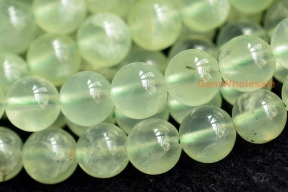 15.5" Aa Natural Prehnite 8mm Round Beads, Green Color Diy Beads, Green Gemstone, Semi-precious Stone, Genuine Prehnite Beads