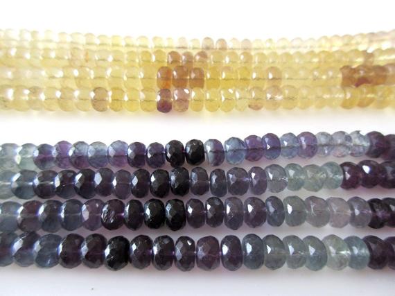 Purple Green Fluorite Faceted Rondelle Beads, Multi Fluorite Beads For Fluorite Necklace Fluorite Jewelry, 8 Inch Strand, Gds1102