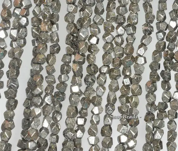 4mm-5mm Iron Pyrite Gemstone Black Faceted Granules Nugget Cube Loose Beads 16 Inch Full Strand (90187849-421)