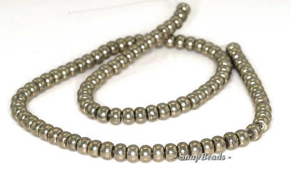 6x4mm Palazzo Iron Pyrite Gemstone Rondelle 6x4mm Loose Beads 15.5 Inch Full Strand (90144821-418)