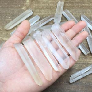 Shop Quartz Chip & Nugget Beads! 2.6"-3" Undrilled Raw Quartz Crystal Point Wand Thick Crystal Quartz Healing Crystal Quartz Seed Crystals Wire Wrapping Supplies CD OB | Natural genuine chip Quartz beads for beading and jewelry making.  #jewelry #beads #beadedjewelry #diyjewelry #jewelrymaking #beadstore #beading #affiliate #ad