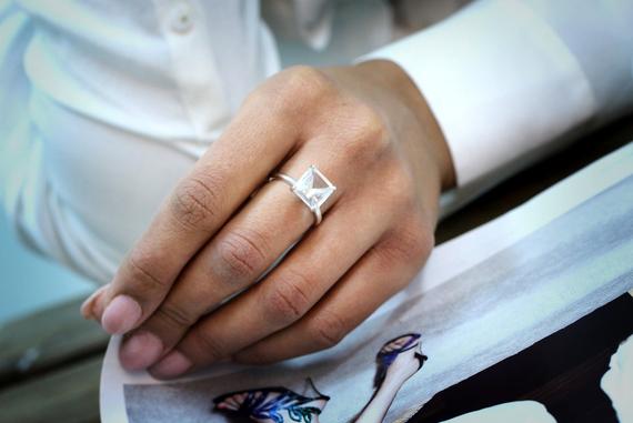 Crystal Quartz Ring · Simple Stone Ring · Clean Ring · Fashion Ring · Silver Ring · Gemstone Ring · Vintage Ring · Clear Quartz Ring