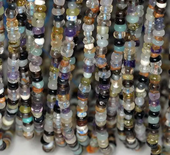 4x2mm Gala Mix Quartz Gemstone Assorted Gems Rondelle Loose Beads 15.5 Inch Full Strand (90191896-849)