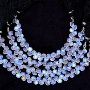 Shop Briolette Beads! Rare AAA+ White Rainbow Moonstone 5mm Smooth Heart Briolette | 4inch Strand | Natural Blue Fire Moonstone Semi Precious Gemstone Beads | Natural genuine other-shape Gemstone beads for beading and jewelry making.  #jewelry #beads #beadedjewelry #diyjewelry #jewelrymaking #beadstore #beading #affiliate #ad